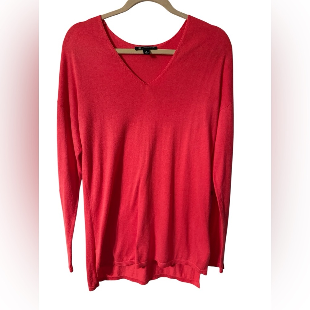 Vibrant Red V-Neck lightweight  INC Sweater size small